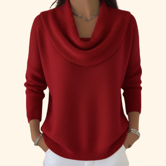 SARAH™|ELEGANTER DRAPIERTER STRICKPULLOVER