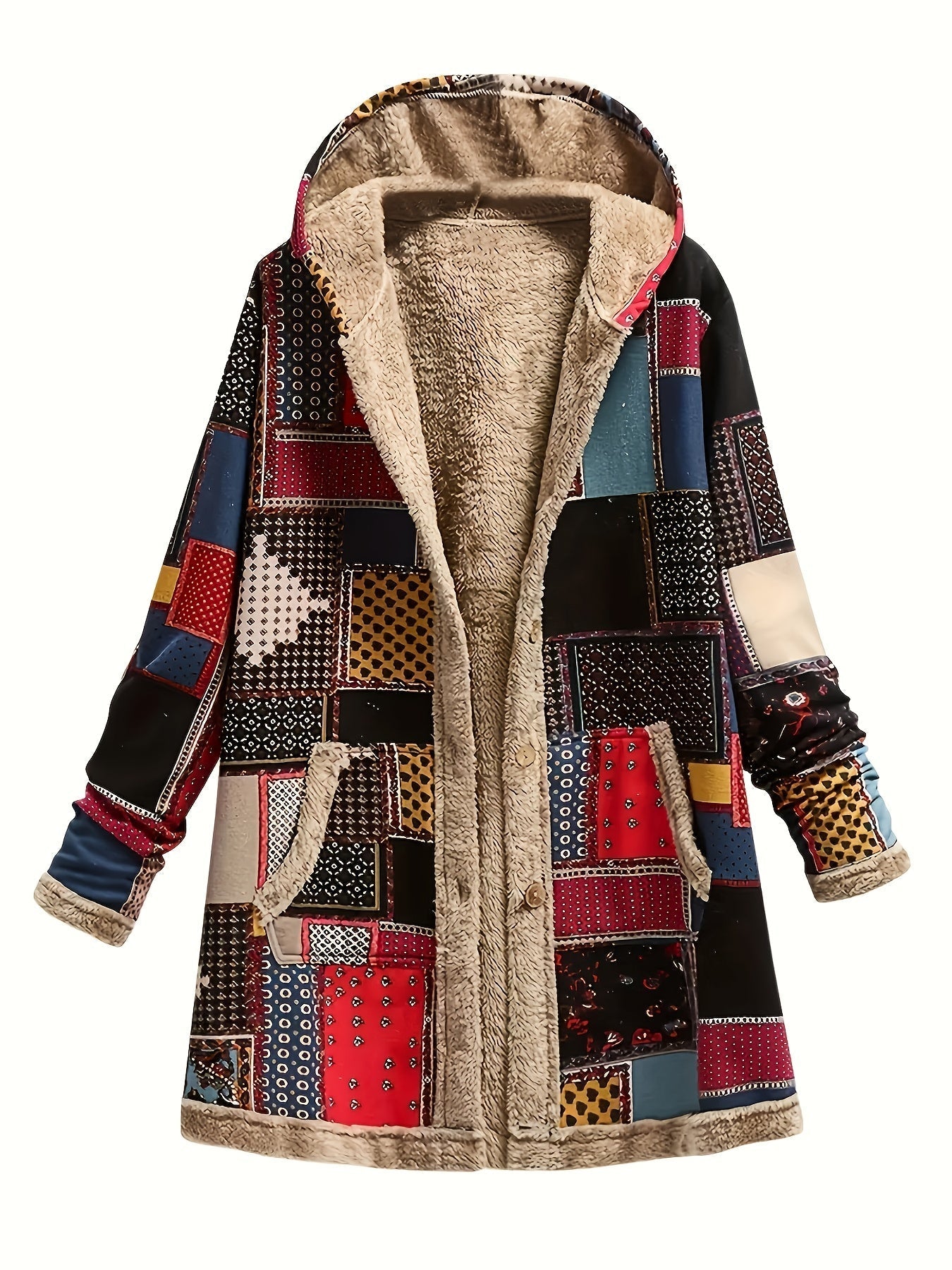 Arwen™ – Flauschige bedruckte Jacke mit Kapuze