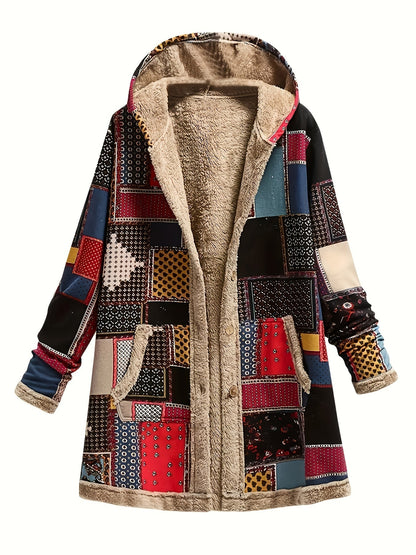 Arwen™ – Flauschige bedruckte Jacke mit Kapuze