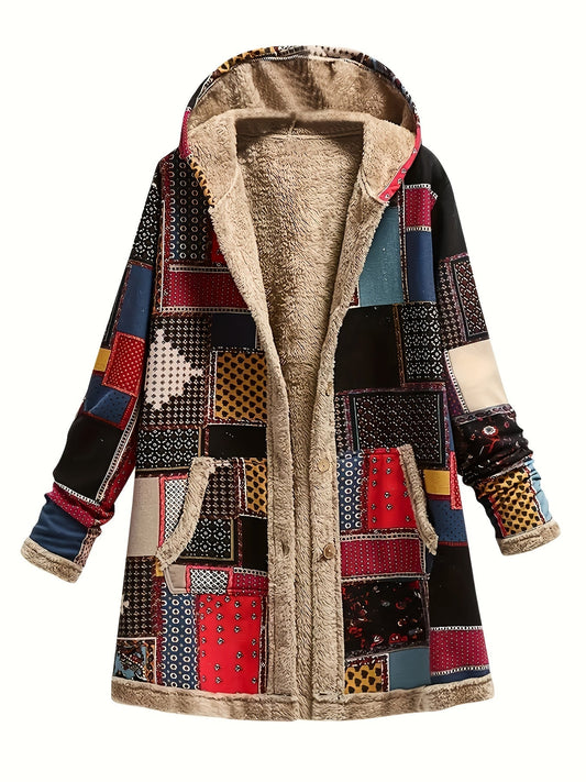 Arwen™ – Flauschige bedruckte Jacke mit Kapuze
