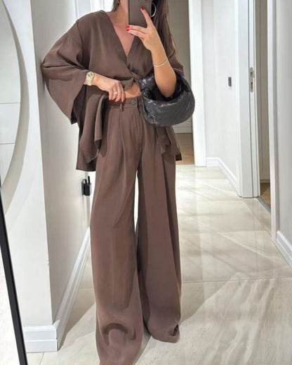 THARAH | Casual V-Neck Set