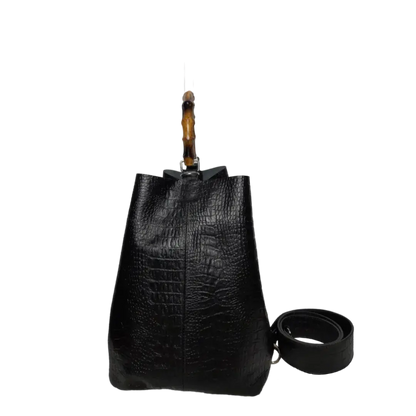 Claire Damen schwarze Reptilledertasche