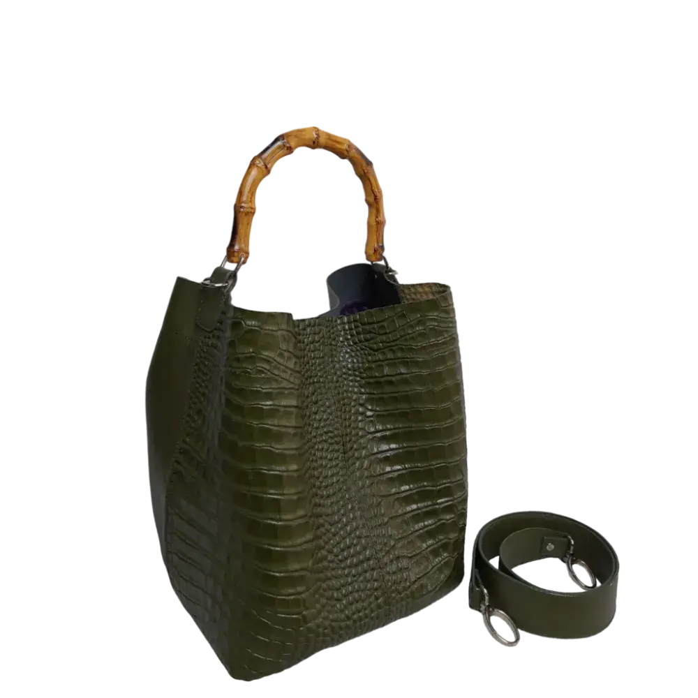 Claire Glavial Damenledertasche in Olivgrün