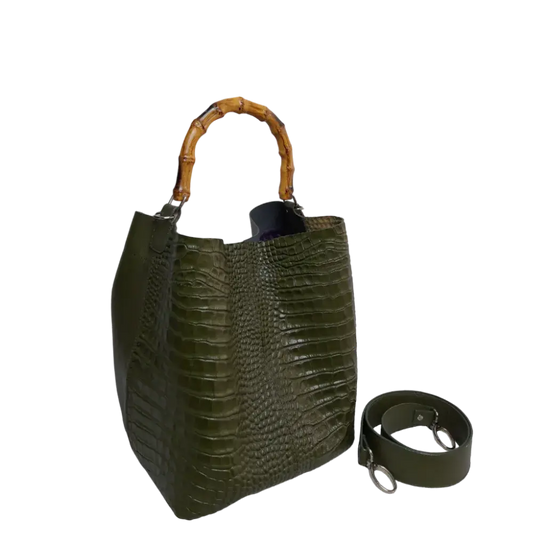 Claire Glavial Damenledertasche in Olivgrün