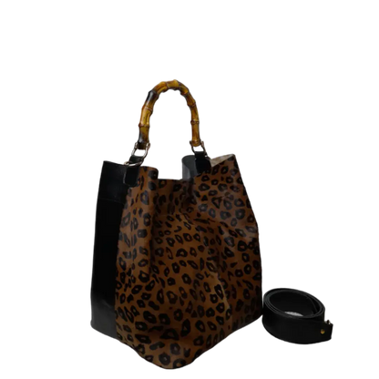 Claire Jaguar und schwarze Lederhandtasche für Frauen