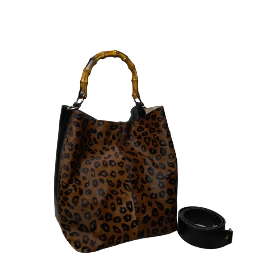 Claire Jaguar und schwarze Lederhandtasche für Frauen