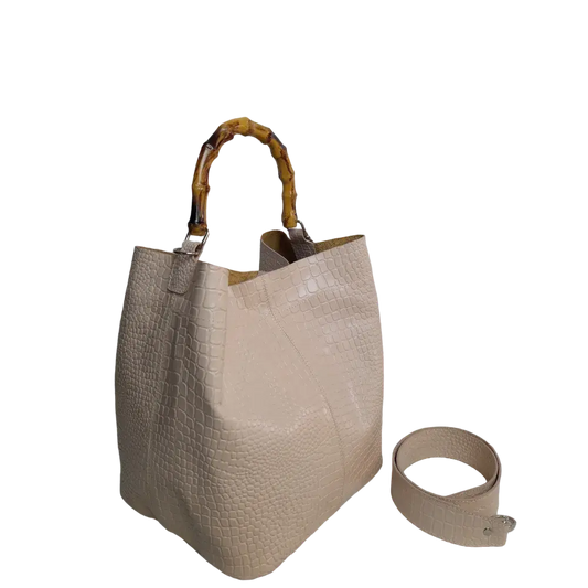 Claire Damenledertasche in nude Reptil-Optik