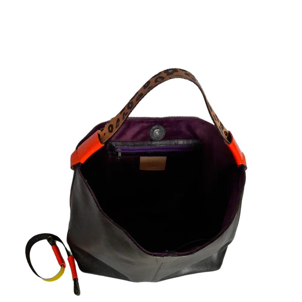 Addison schwarze Lederhandtasche für Frauen