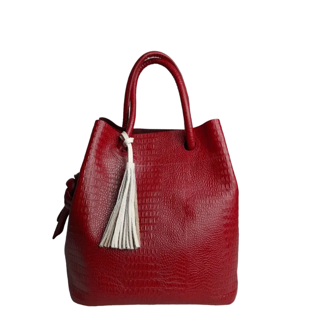 Brigitte Reptil Damen-Lederhandtasche in Rot