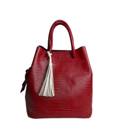 Brigitte Reptil Damen-Lederhandtasche in Rot