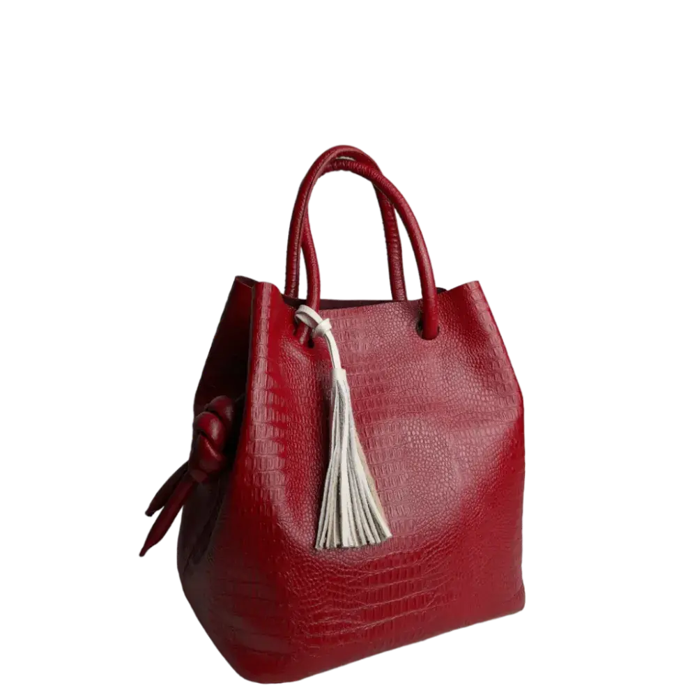 Brigitte Reptil Damen-Lederhandtasche in Rot