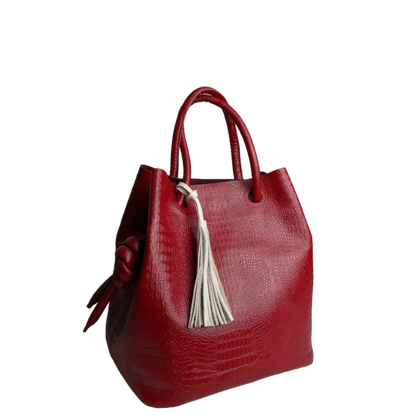Brigitte Reptil Damen-Lederhandtasche in Rot