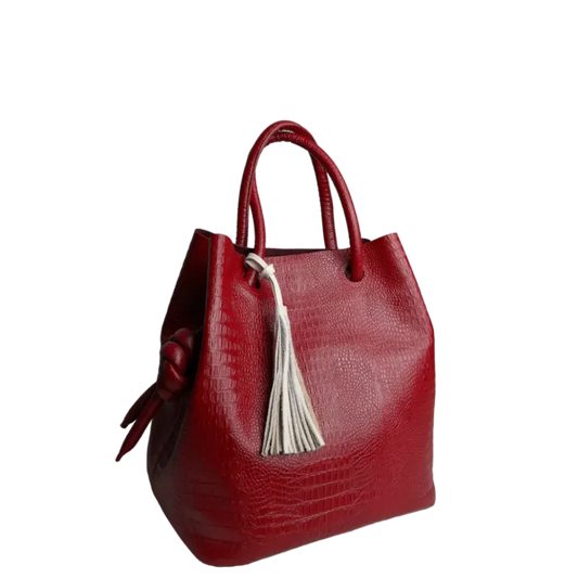 Brigitte Reptil Damen-Lederhandtasche in Rot