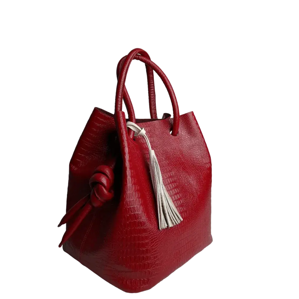 Brigitte Reptil Damen-Lederhandtasche in Rot