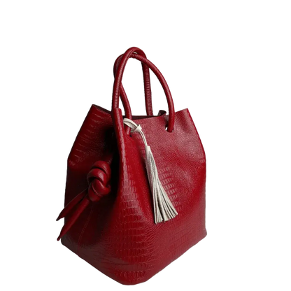 Brigitte Reptil Damen-Lederhandtasche in Rot