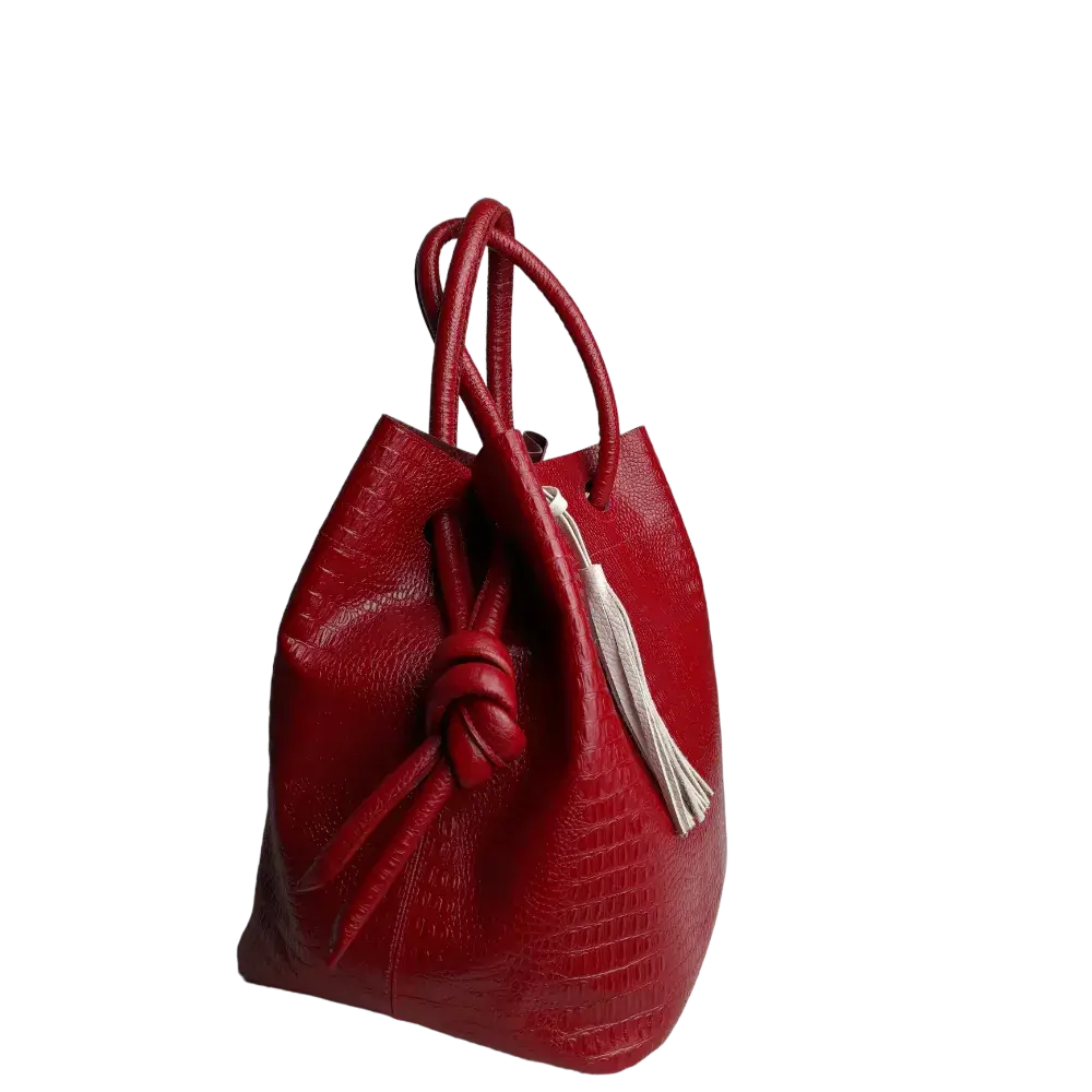 Brigitte Reptil Damen-Lederhandtasche in Rot