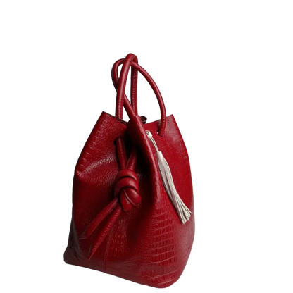 Brigitte Reptil Damen-Lederhandtasche in Rot