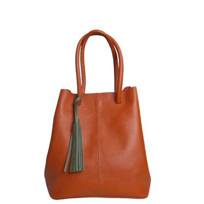 Brigitte Orange Damen Lederhandtasche