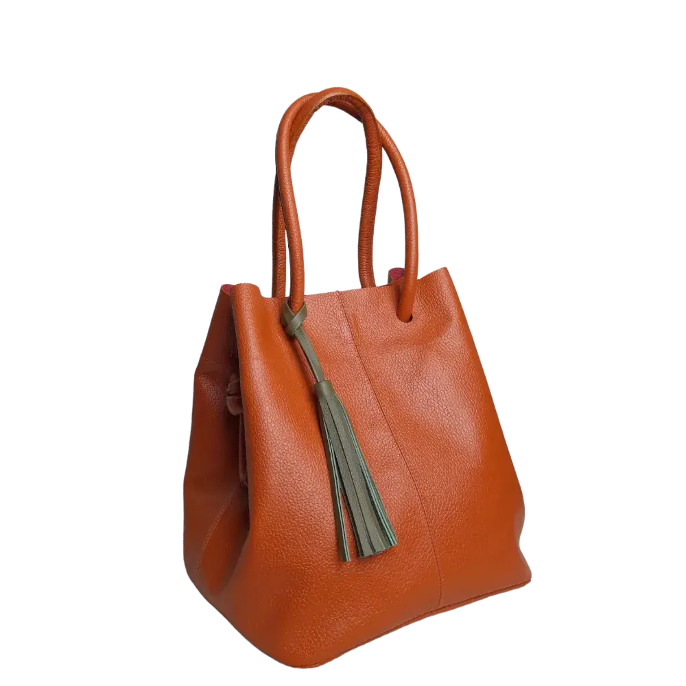 Brigitte Orange Damen Lederhandtasche
