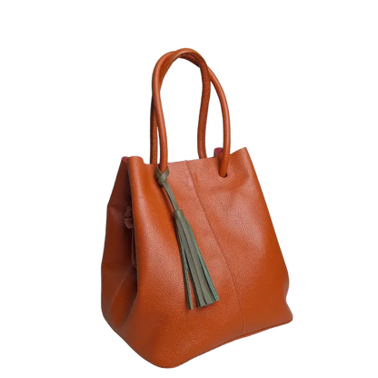 Brigitte Orange Damen Lederhandtasche