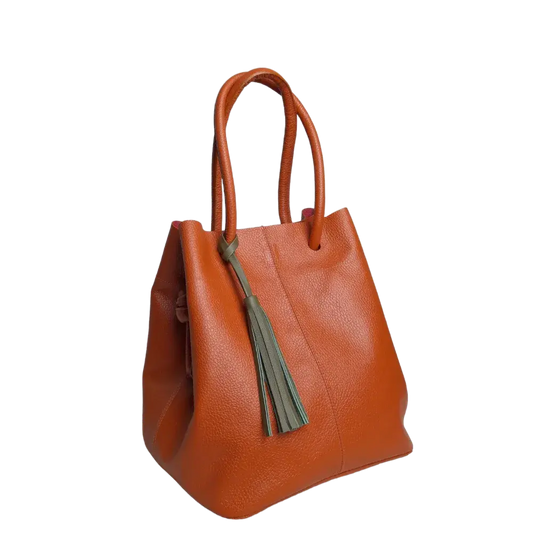 Brigitte Orange Damen Lederhandtasche
