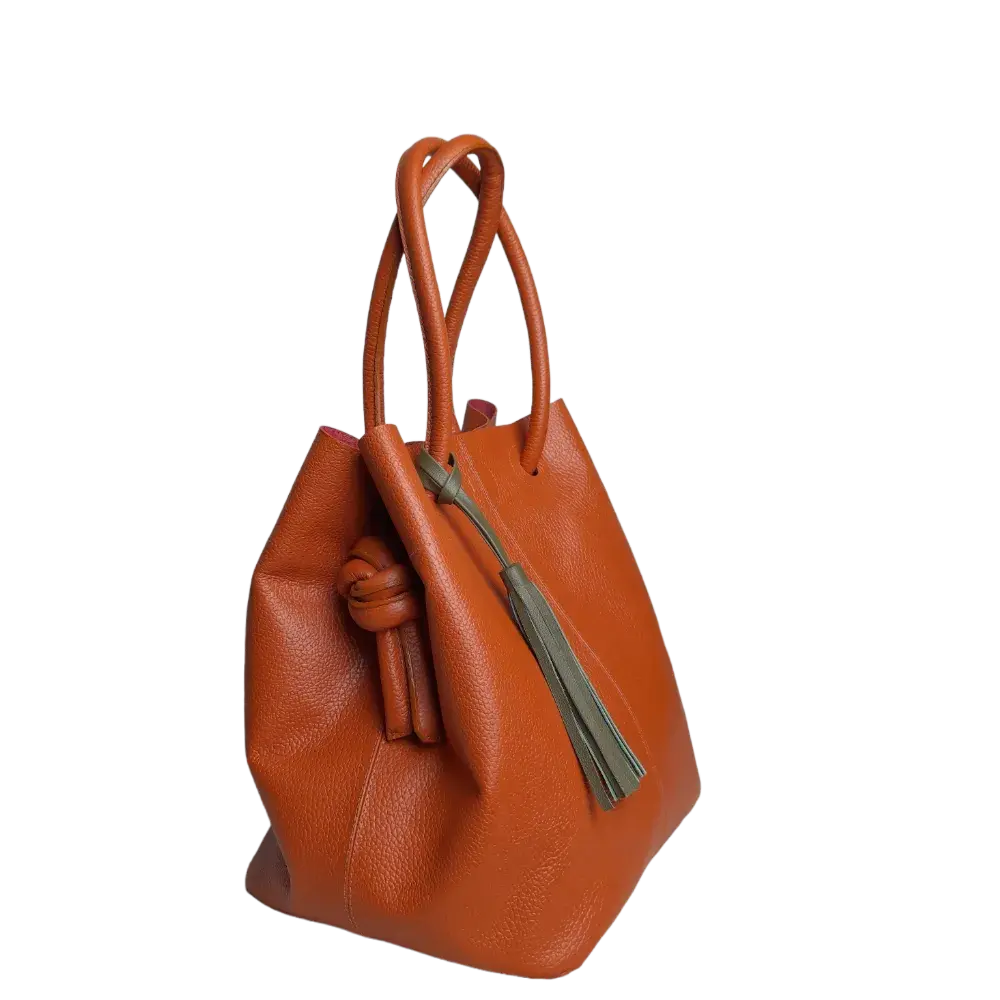 Brigitte Orange Damen Lederhandtasche