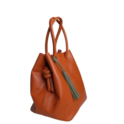 Brigitte Orange Damen Lederhandtasche