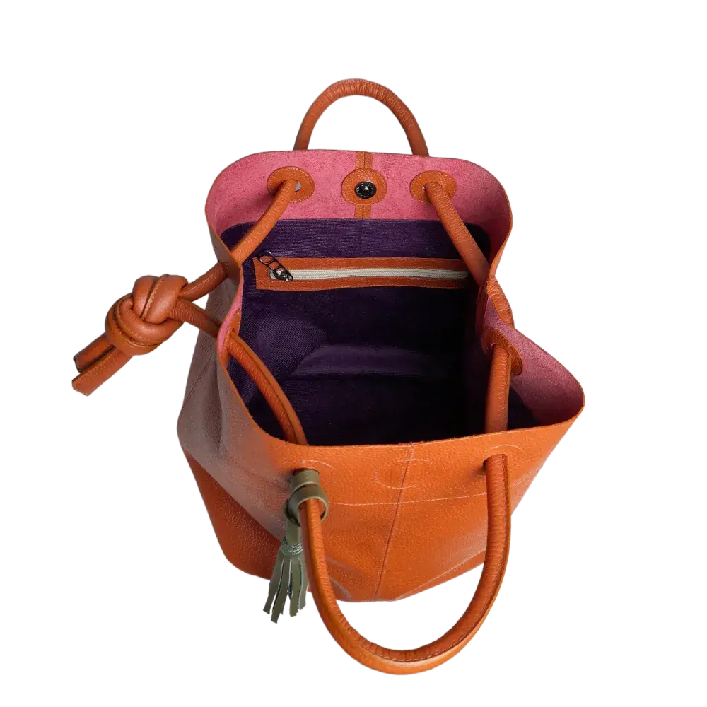 Brigitte Orange Damen Lederhandtasche