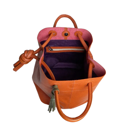 Brigitte Orange Damen Lederhandtasche