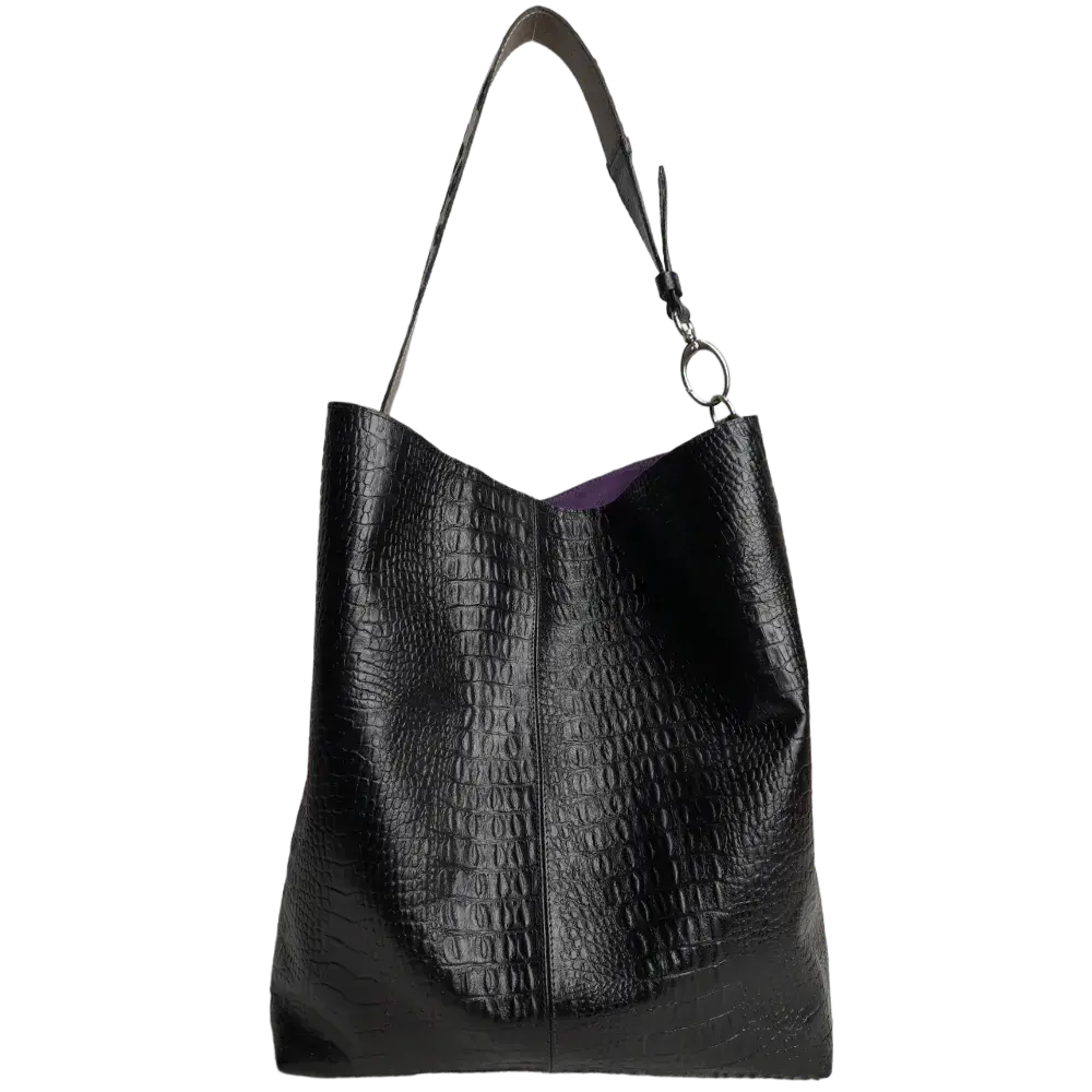 Serenity Reptil Schwarze Damen-Lederhandtasche