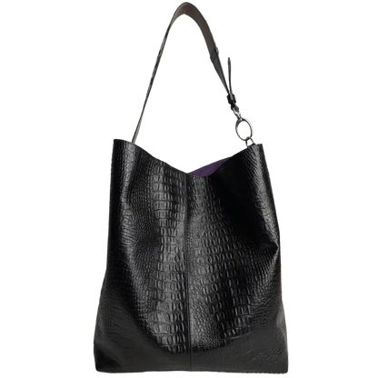 Serenity Reptil Schwarze Damen-Lederhandtasche