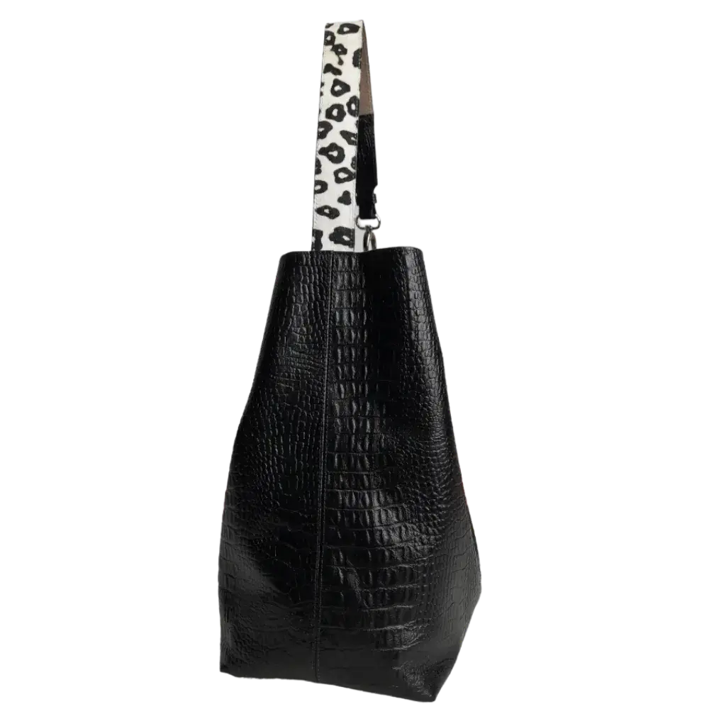 Serenity Reptil Schwarze Damen-Lederhandtasche