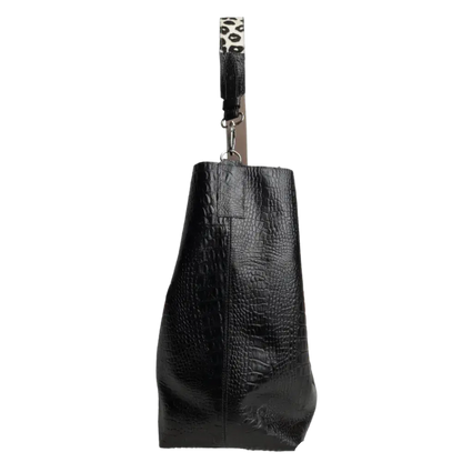 Serenity Reptil Schwarze Damen-Lederhandtasche