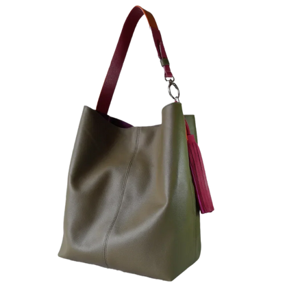 Serenity Olivgrüne Damen-Lederhandtasche