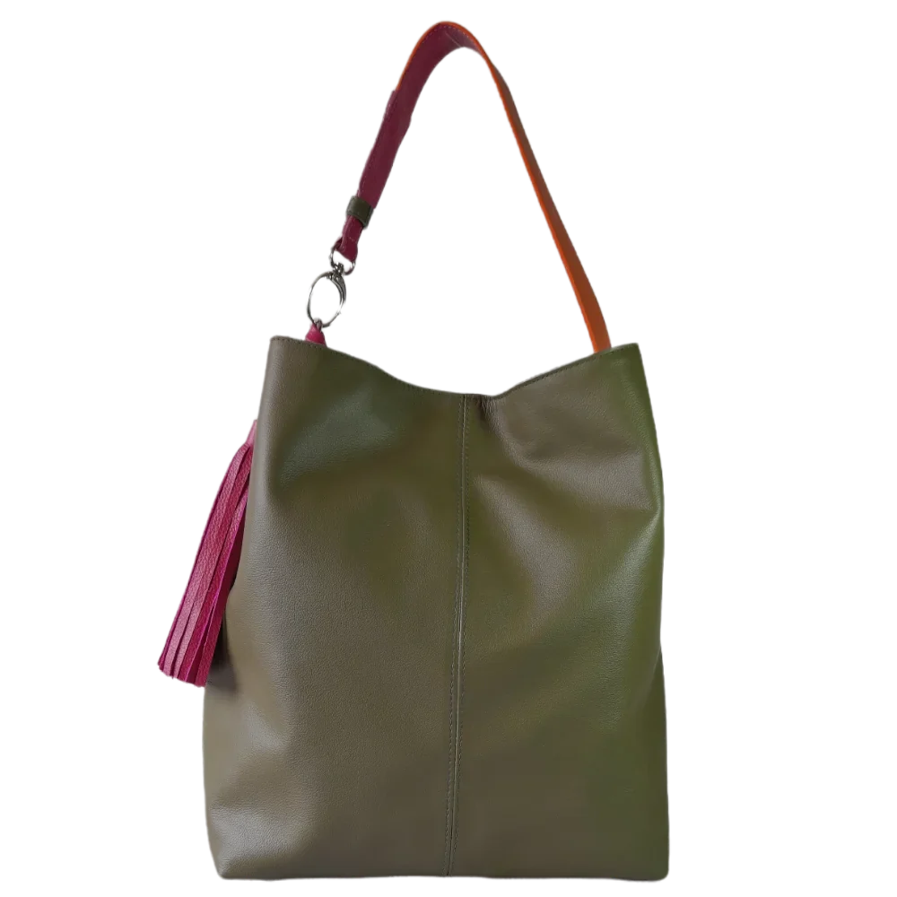 Serenity Olivgrüne Damen-Lederhandtasche