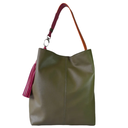 Serenity Olivgrüne Damen-Lederhandtasche