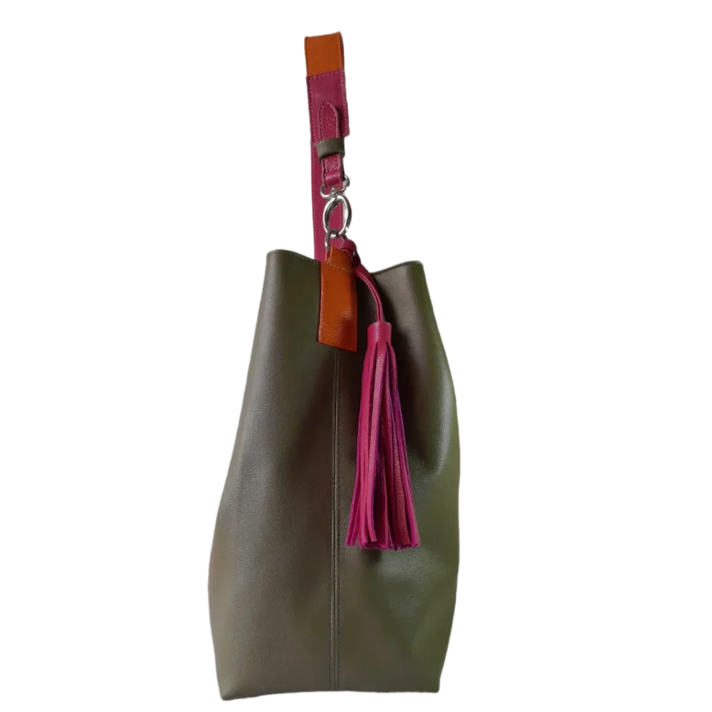 Serenity Olivgrüne Damen-Lederhandtasche