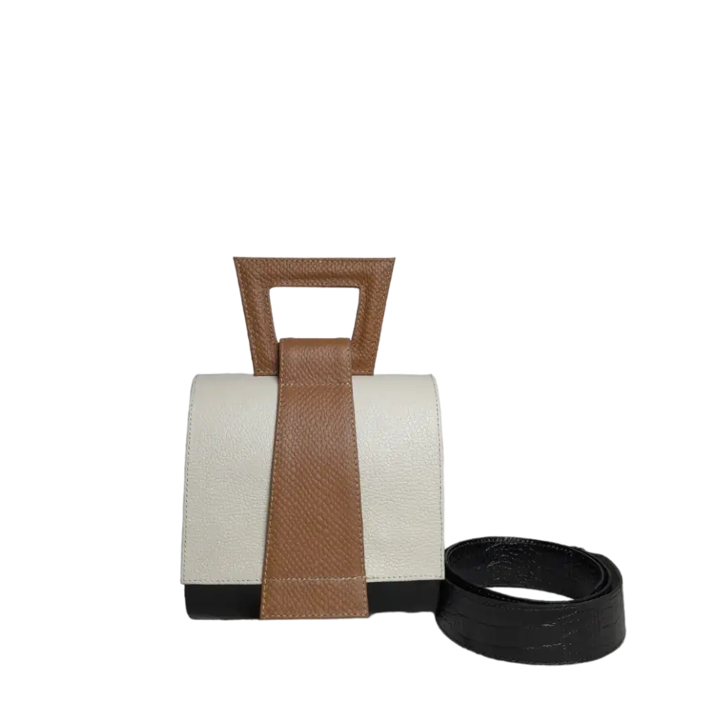 Clara Reptil schwarze Lederhandtasche für Frauen mit Talkumpuder