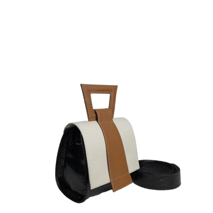 Clara Reptil schwarze Lederhandtasche für Frauen mit Talkumpuder