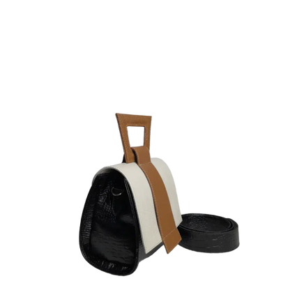 Clara Reptil schwarze Lederhandtasche für Frauen mit Talkumpuder