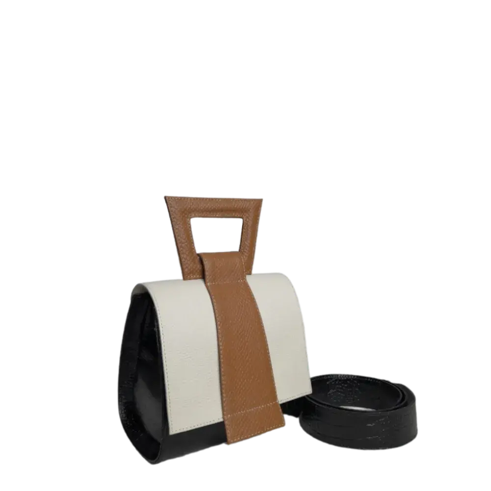 Clara Reptil schwarze Lederhandtasche für Frauen mit Talkumpuder