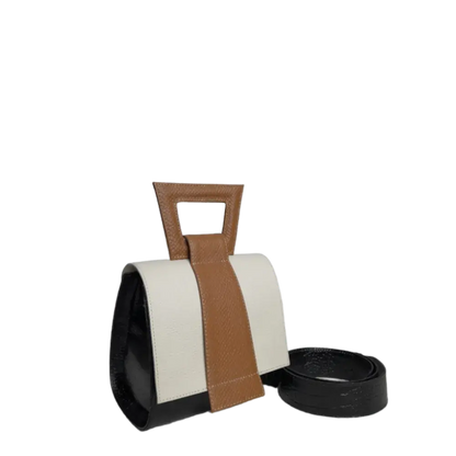 Clara Reptil schwarze Lederhandtasche für Frauen mit Talkumpuder