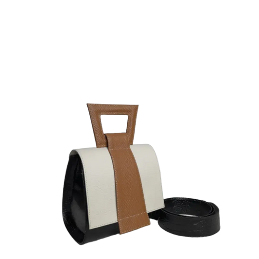 Clara Reptil schwarze Lederhandtasche für Frauen mit Talkumpuder