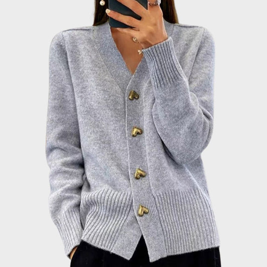 Chasie | Eleganter Cardigan mit Herzknöpfen