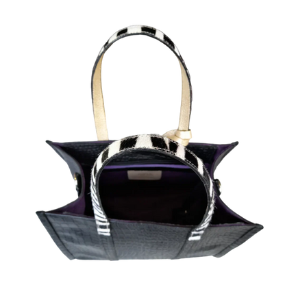 Greta Reptil Schwarz Leder Damen Handtasche