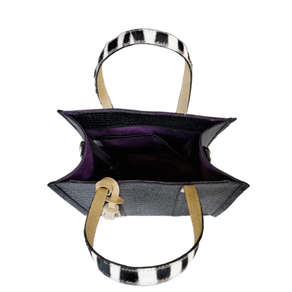 Greta Reptil Schwarz Leder Damen Handtasche