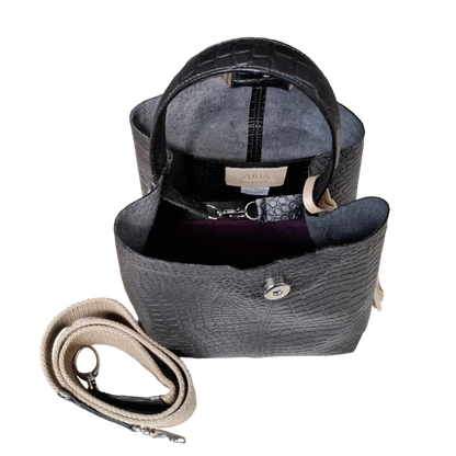 Lucia kleine Lederhandtasche für Frauen, schwarz