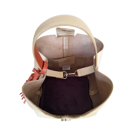 Lucia goldene kleine Lederhandtasche für Frauen