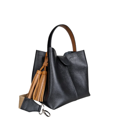 Lucia kleine Lederhandtasche für Frauen, schwarz