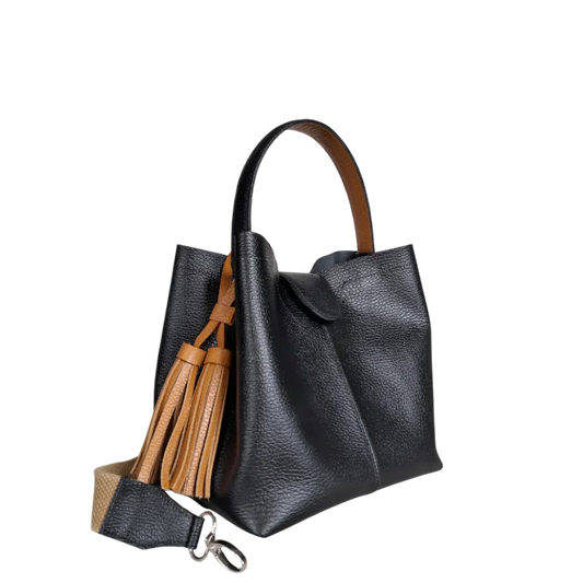 Lucia kleine Lederhandtasche für Frauen, schwarz